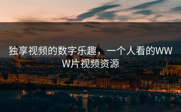 独享视频的数字乐趣，一个人看的WWW片视频资源