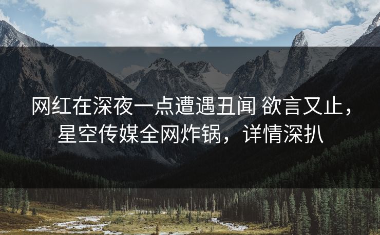 网红在深夜一点遭遇丑闻 欲言又止，星空传媒全网炸锅，详情深扒