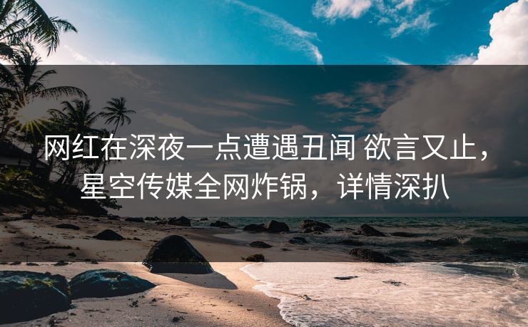 网红在深夜一点遭遇丑闻 欲言又止，星空传媒全网炸锅，详情深扒