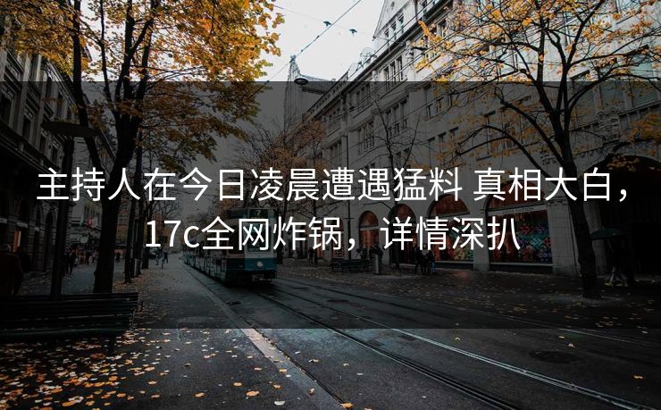 主持人在今日凌晨遭遇猛料 真相大白，17c全网炸锅，详情深扒