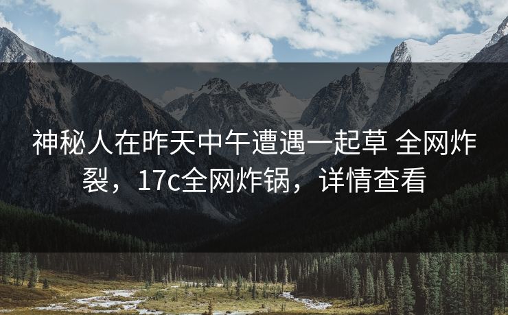 神秘人在昨天中午遭遇一起草 全网炸裂，17c全网炸锅，详情查看