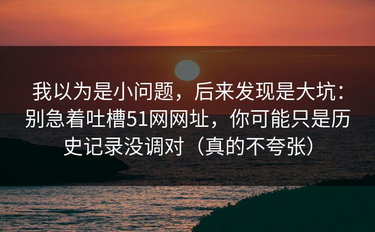 我以为是小问题，后来发现是大坑：别急着吐槽51网网址，你可能只是历史记录没调对（真的不夸张）
