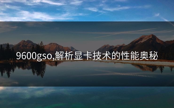 9600gso,解析显卡技术的性能奥秘 9600gso,解析显卡技术的性能奥秘